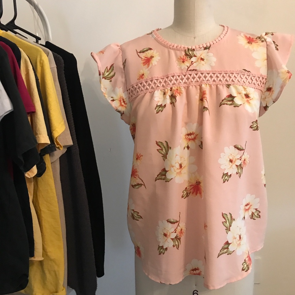Pink Floral Baby Doll Blouse